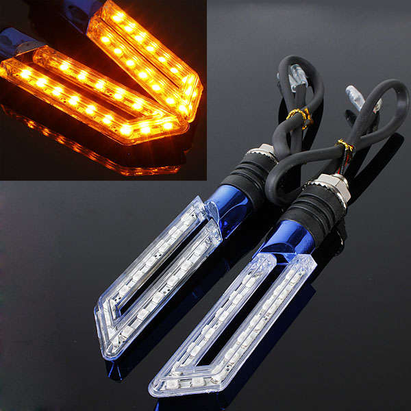 15 Led Motorcycle Motorbike Turn Signal Indicators Light Lamp Blue