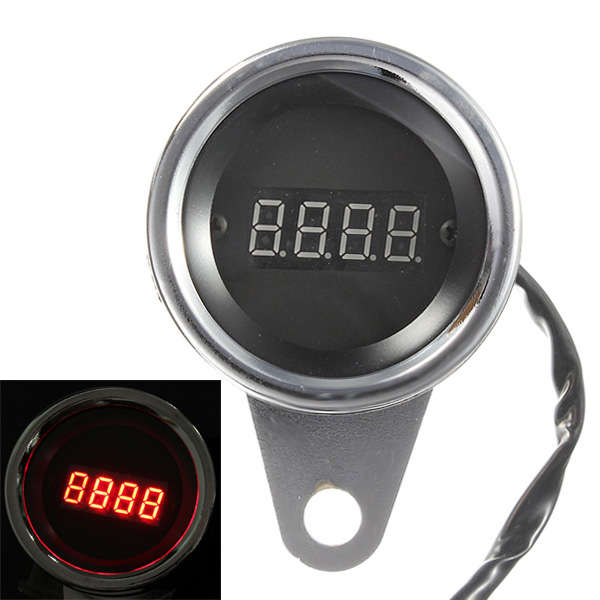 Motorcycle Red LED Light Digital Tachometer Tacho Speedometer Gauge