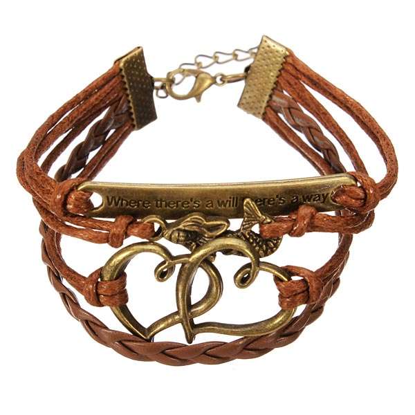Multilayer Love Heart Letters Bracelet Unisex Leather Bracelet
