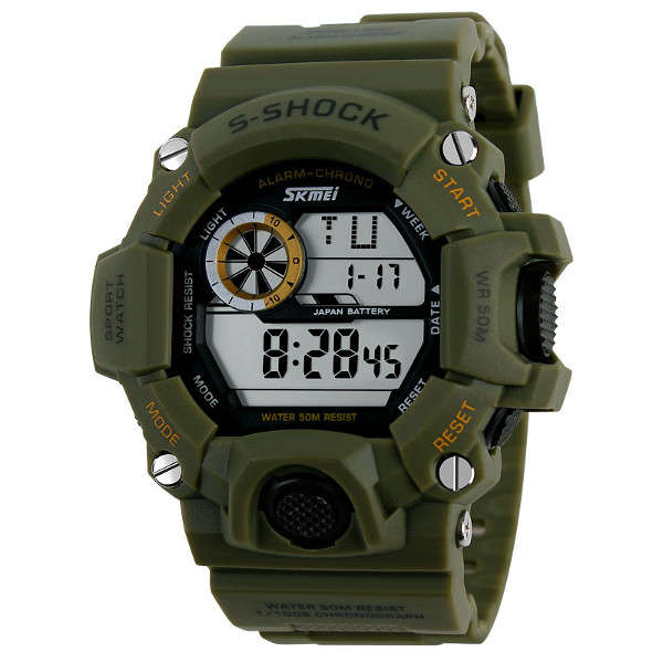 SKMEI 1019 Digital Rubber Band Waterproof Men Sport Wrist Watch