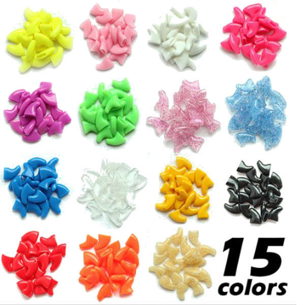 20pcs Soft Cat Pet Nail Caps Claw Control + Adhesive Glue Size L