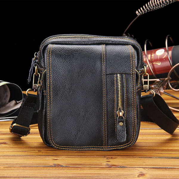 Men's PU Leather Leisure Bags Business Small Shoulder Bag