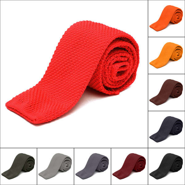 Men's Solid Knit Knitted Necktie Narrow Slim Skinny Woven Tie