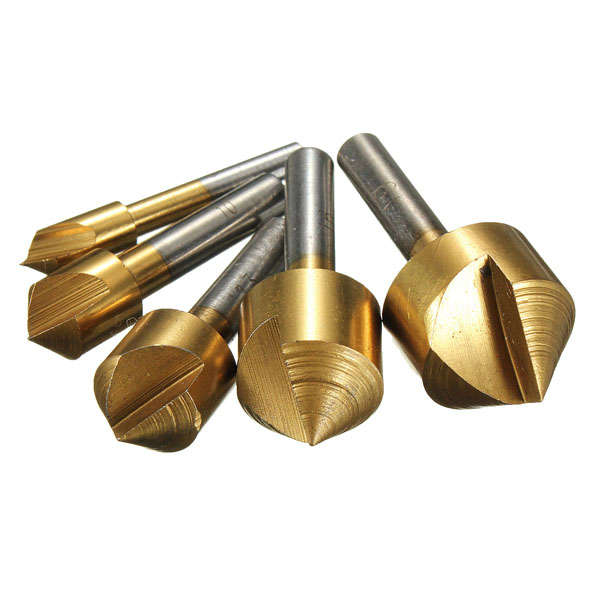 5pcs 6mm-19mm Titanium Countersinks Chamfering Cutter Drill Press