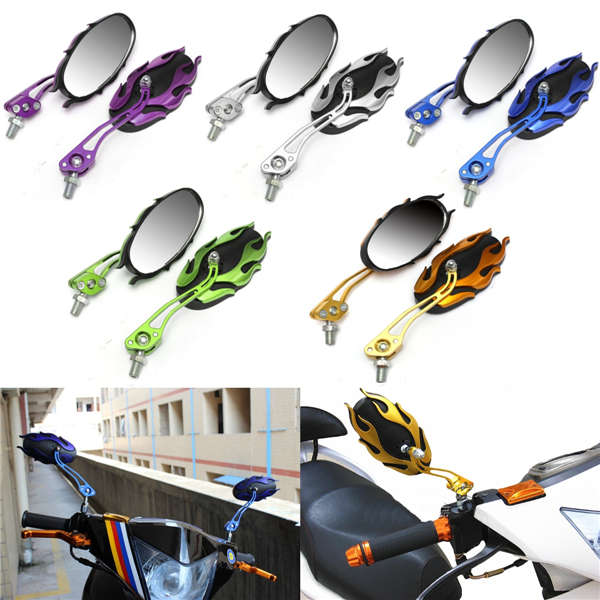 Universal 10mm Motorcycle Rear View Mirrors For Honda Suzuki Yamaha 5 Colors