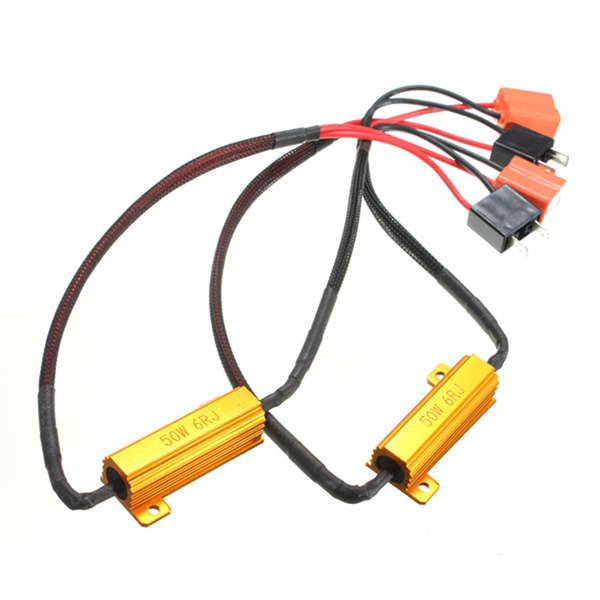 2pcs H7 LED DRL Fog Light Canbus 50W 6Ohm Load Resistor Wiring Canceller Decoder