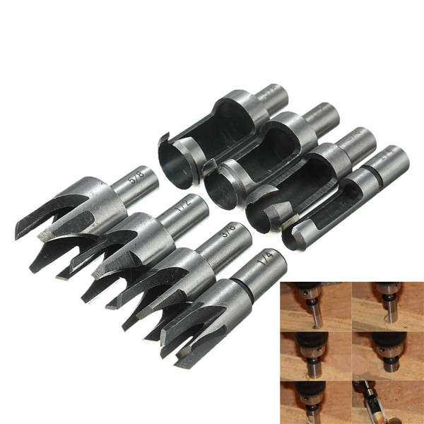 8pcs Wood Plug Cutter Straight/Tapered Claw Type Drill Bit Set