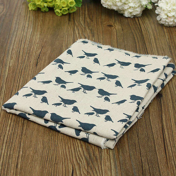 Birds Cotton Linen Cloth Curtain Pillowcase Handmade Fabric