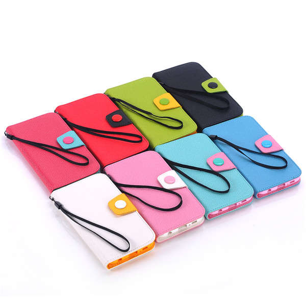 Contrast Color PU Leather Stand Case Cover For Samsung Galaxy S6 Edge