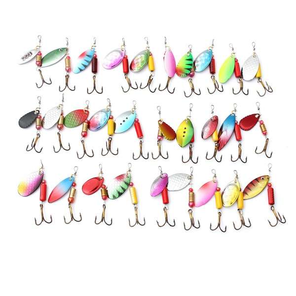30pcs Metal Fishing Lures Spinner Baits Crankbait Assorted Tackle
