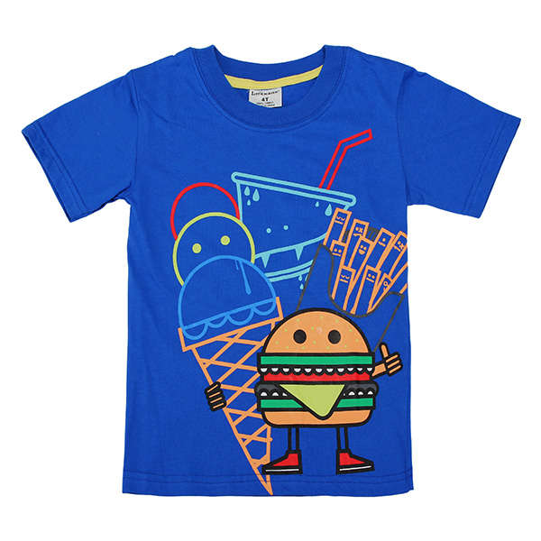 2015 New Little Maven Lovely Hamburger Baby Children Boy Cotton Short Sleeve T-shirt Top