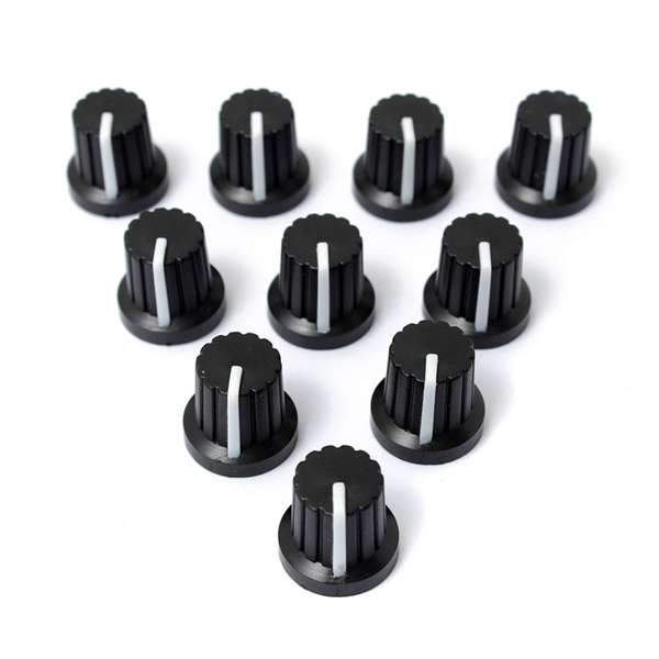 10Pcs 6mm Shaft Hole Dia Plastic Threaded knurled Potentiometer Knobs Caps
