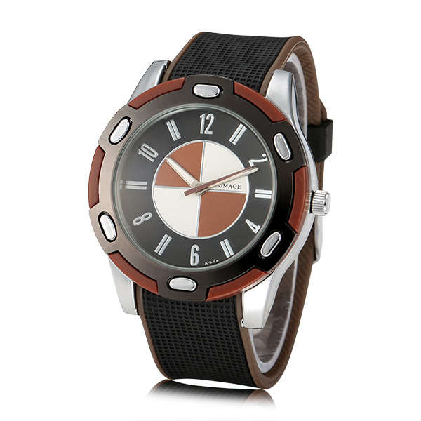 WOMAGE Men Big Round Dial Silicon Quartz Watch