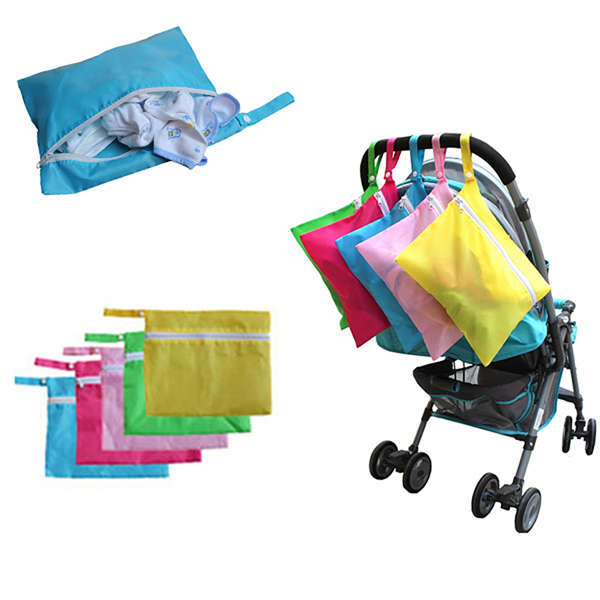 Waterproof Multi-color Dirt Clothes Diaper Nappy Stroller Pram Storage Organizer Zip Bag