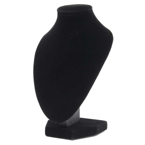 Black Velvet Necklace Pendant Chain Bust Neck Jewelry Display Stand Holder