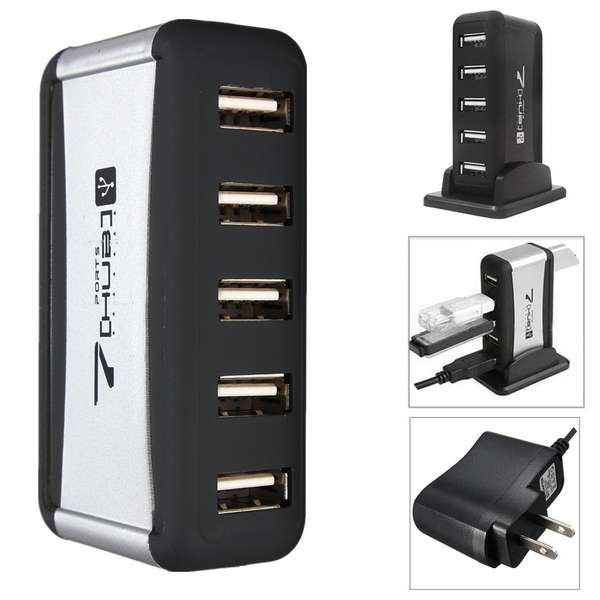 High Speed 7 Ports USB 2.0 Hub Power Adapter Extension for PC Laptop Desktop