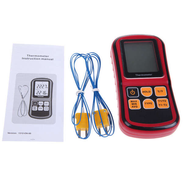 GM1312 Digital Thermometer Dual-channel LCD Display Temperature Meter Tester for K/J/T/E/R/S/N Therm