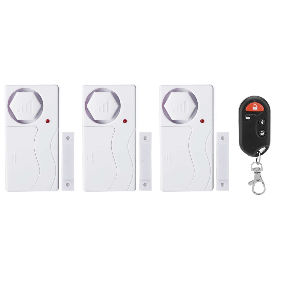 3 X Forecum FK-9806B3 Smart Home Magnetic Sensor Alarm 3 Magnetic Sensors+1 Remote Controller
