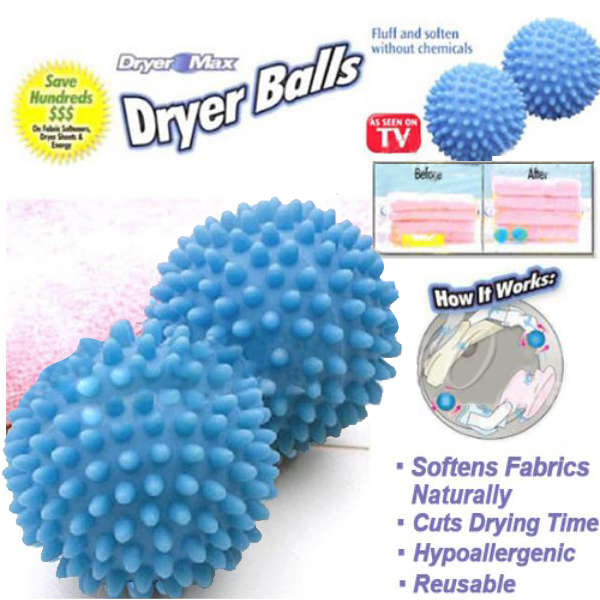 2 Pcs Washing Laundry Dryer Ball No Chemicals Soften Cloth Drying Fabric Softener