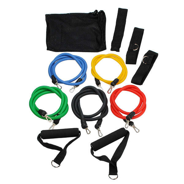 11 PC Fitness Latex Resistance Bands Elastic Strap Exercise Set *FREE SHIPPING