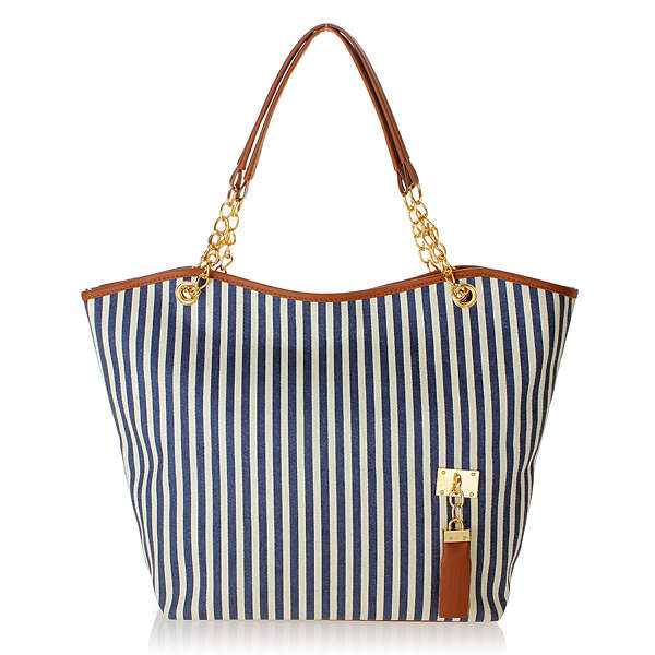 Vertical Stripe Tassel Shoulder Handbag *