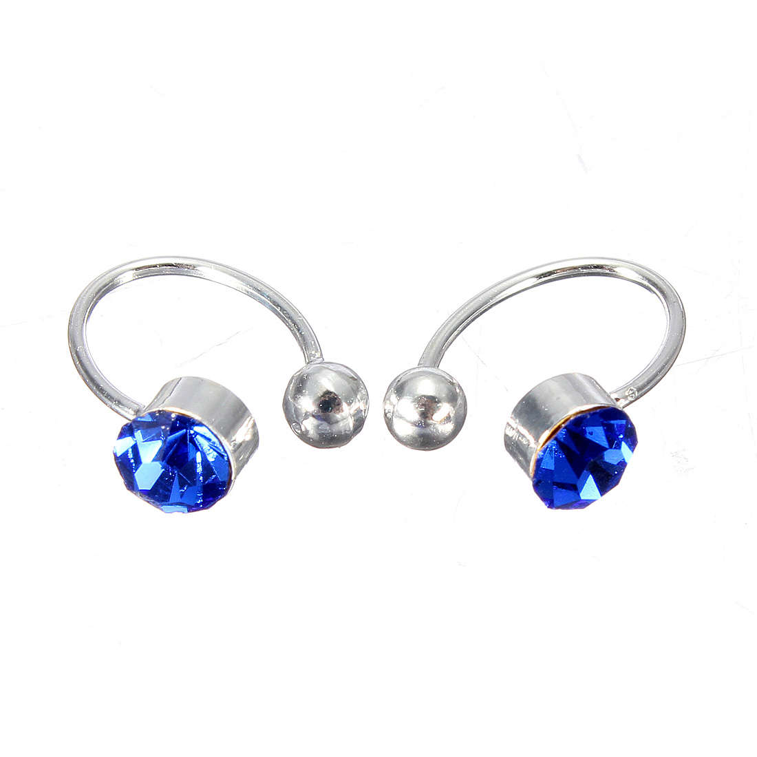 2Pcs No Piercing Crystal Rhinestone Nose Lip Ring Cuff Clip Earring