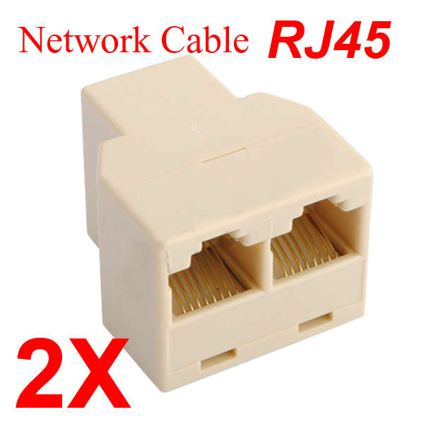 2 X New RJ45 CAT 5 6 LAN Ethernet Splitter Connector Adapter PC
