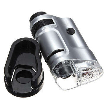 20X-40X Mini LED Pocket Microscope Magnifier Loupe