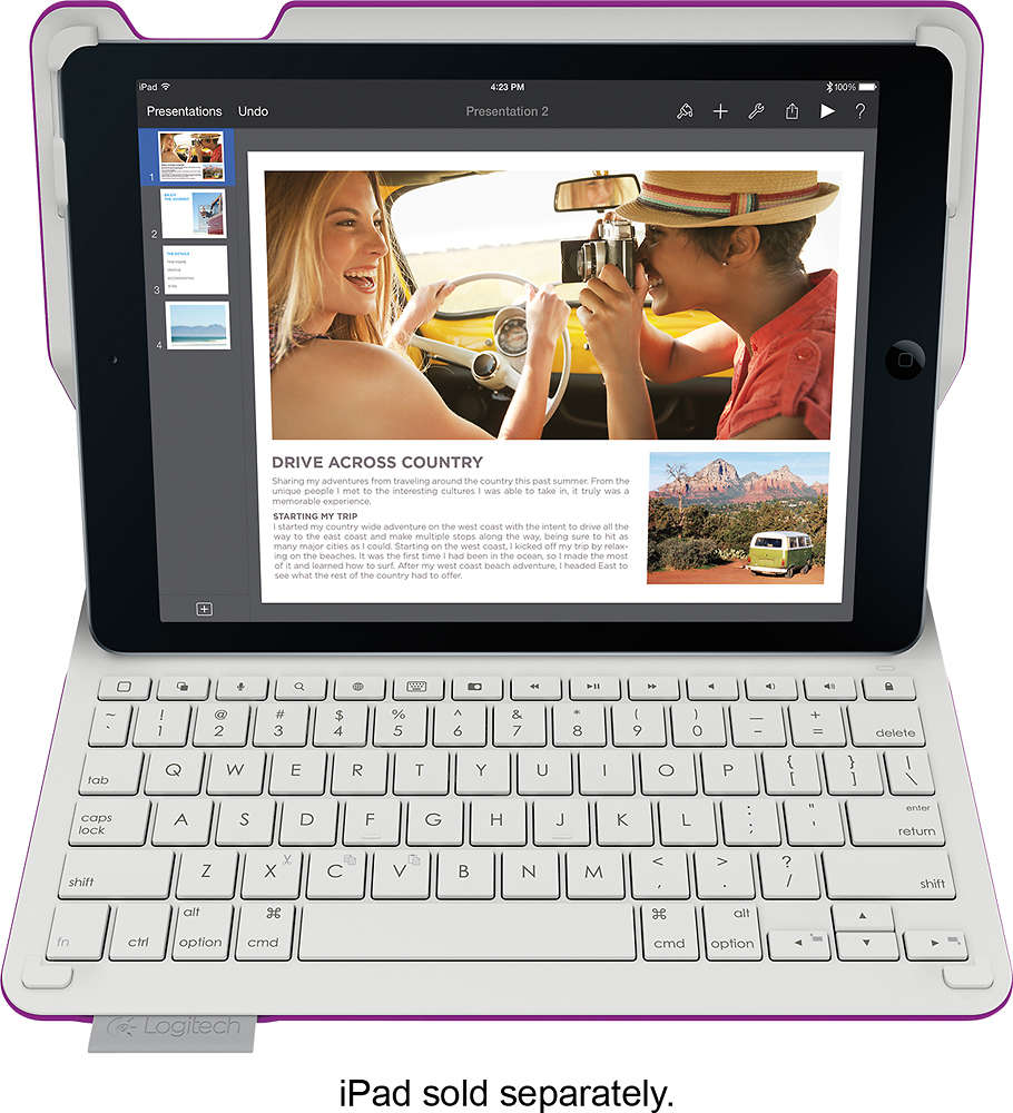 Logitech - Type+ Bluetooth Keyboard Case For Apple Ipad Air 2 - Violet
