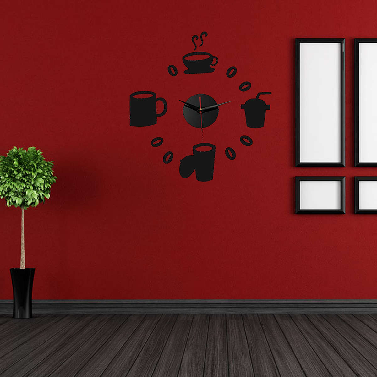 DIY Wall Clock Quartz Wall Clocks Coffee Acrylic Combination Home Decoration - 0.09kg