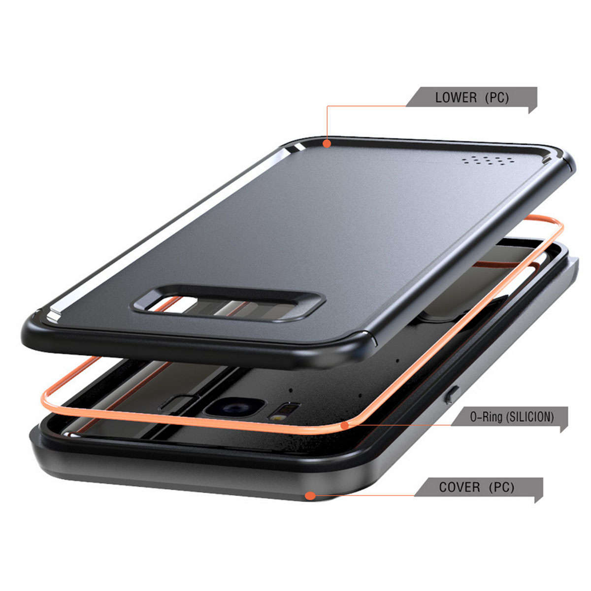 Swimming Waterproof Snowproof Hard PC Case for Samsung Galaxy S8 Plus - 0.09kg