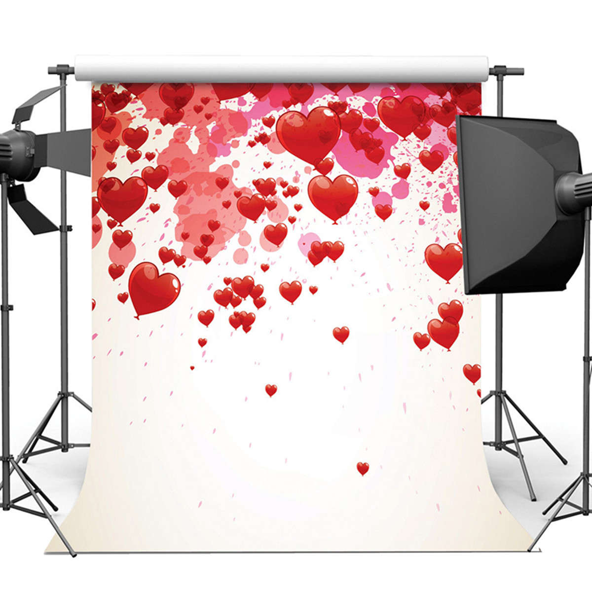 8X8FT Vinyl Love Heart Photography Background Studio Backdrop Wedding Photo Prop - 0.59kg