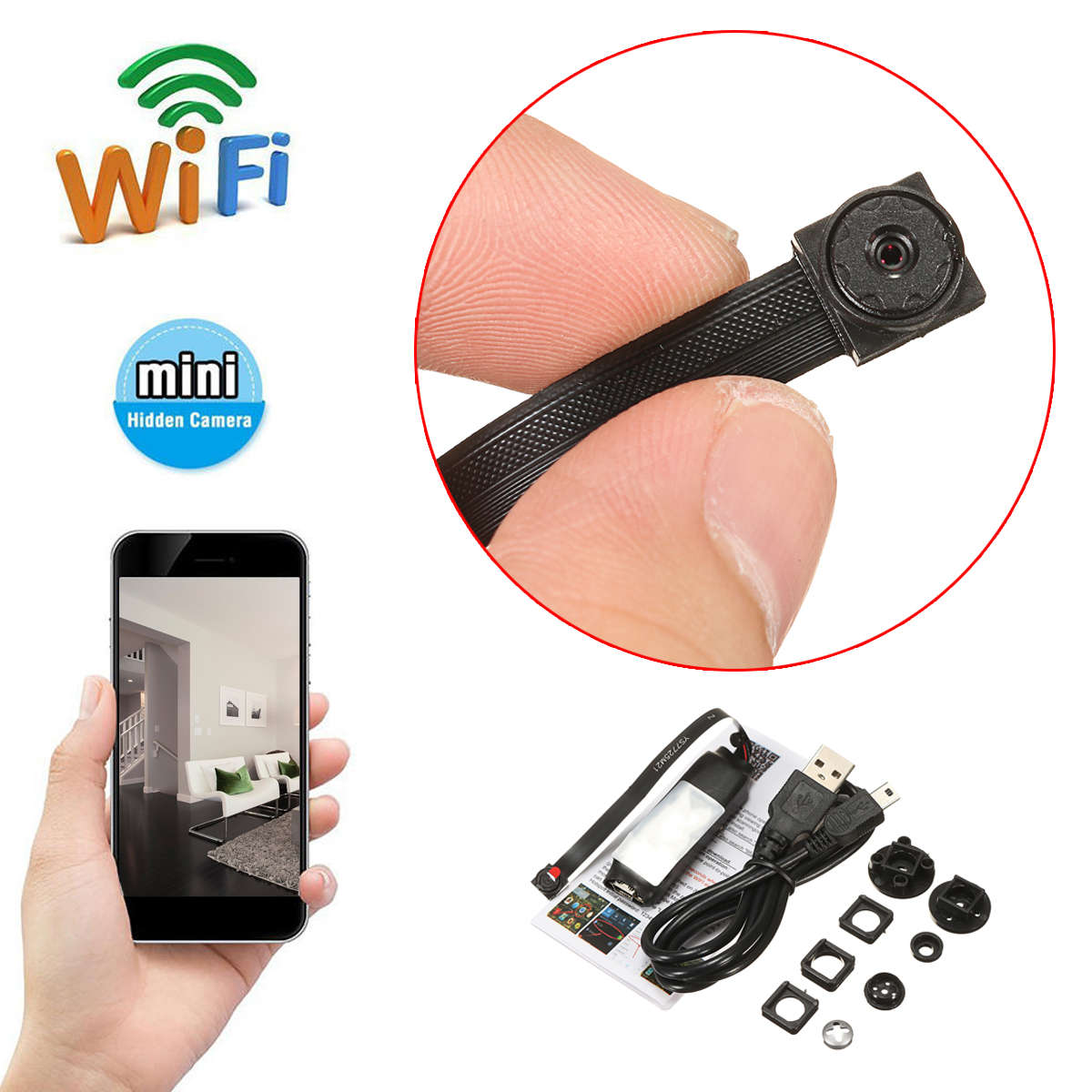 DANIU Mini Wireless Hidden Camera WIFI IP Pinhole DIY P2P Video Camera Support TF Card Audio -