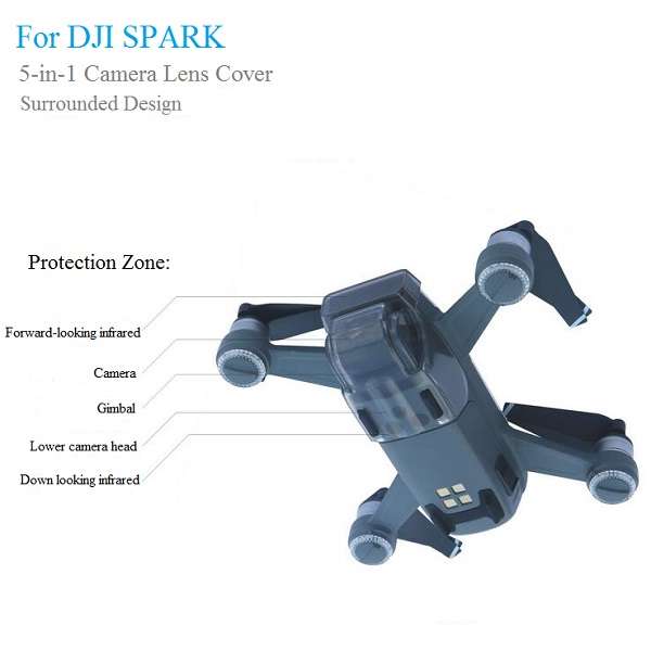 5-in-1 Gimbal Camera Lens Sensor Screen Cover Case Cap Protector Guard For DJI SPARK Drone - 0.02kg