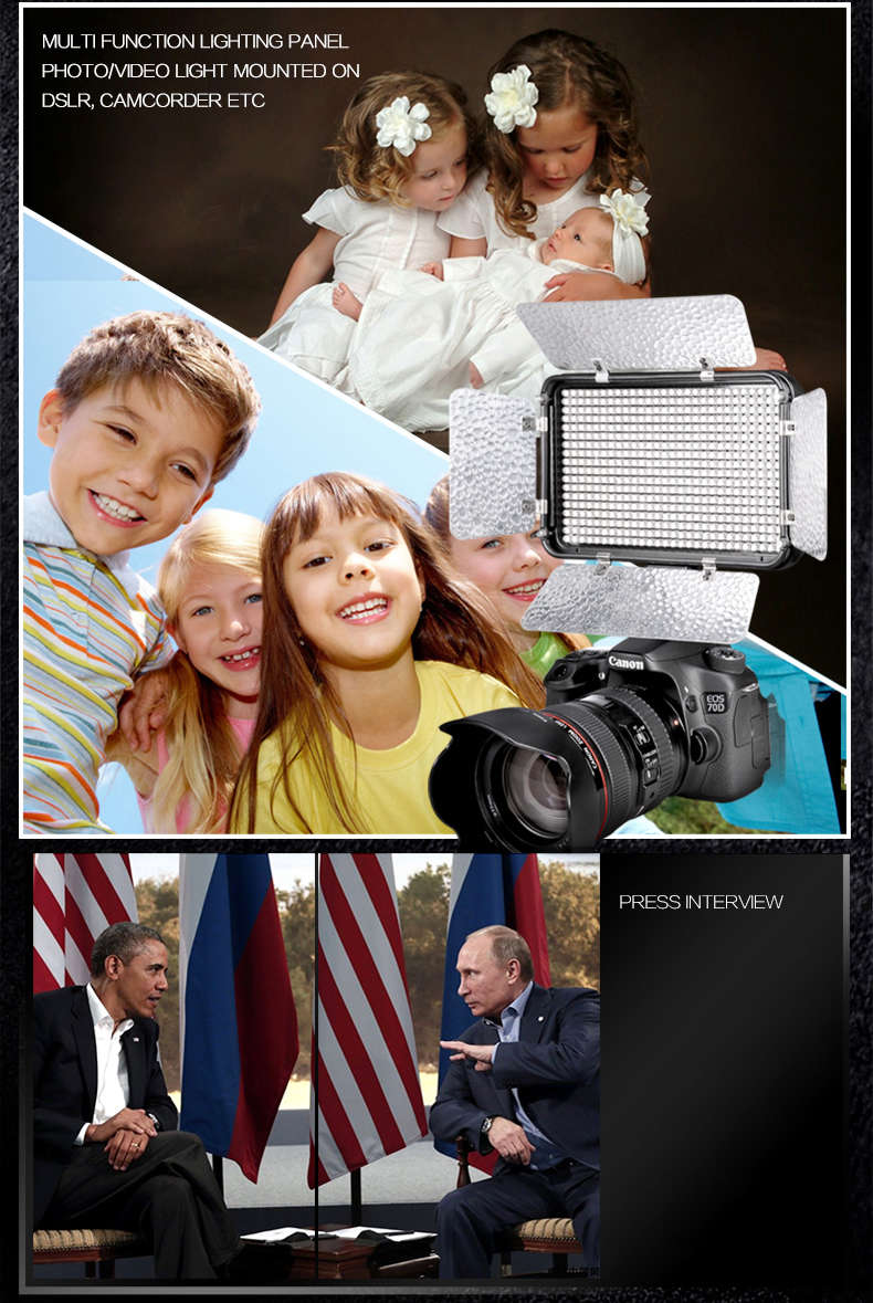 TOLIFO PT-176S LED Camera Video Light Bi-color Temperature Adjustable Photography for DSLR Camera -