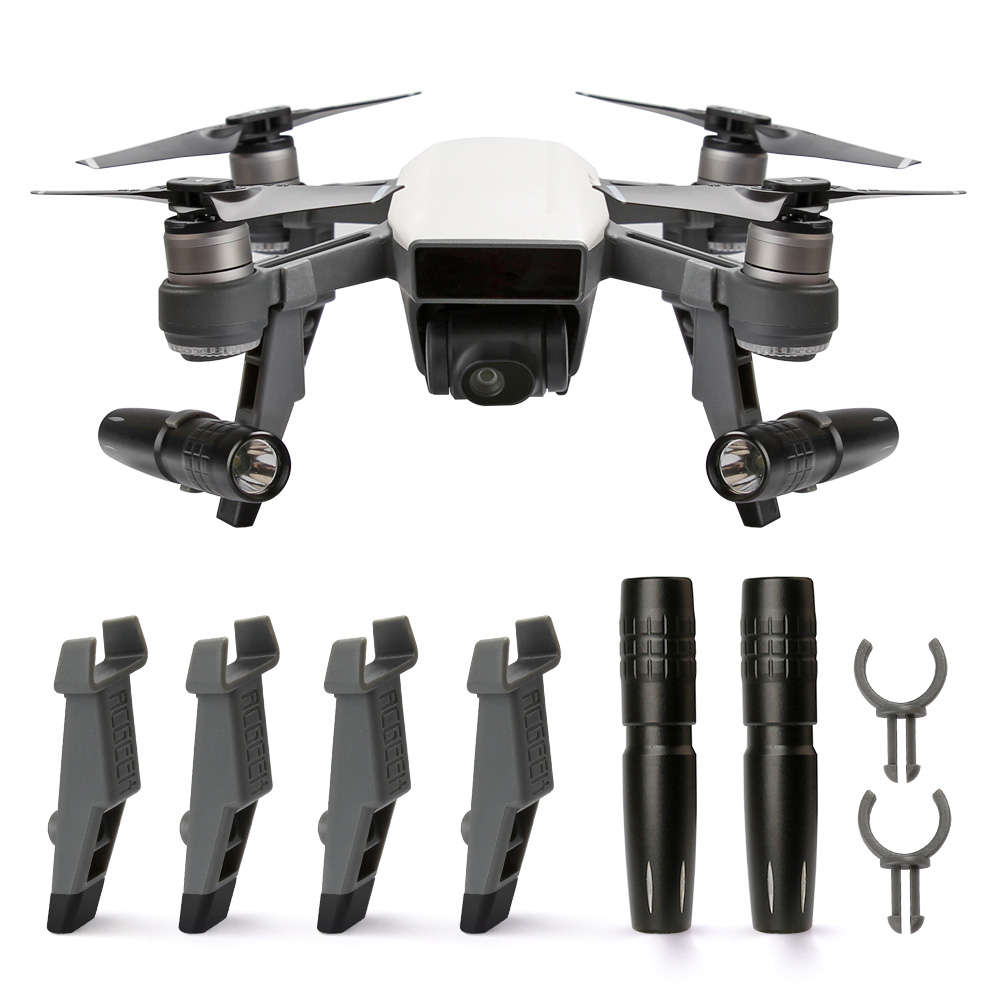 Rcgeek Extended Damping Landing Skids Landing Gear LED Headlamp Light Set For DJI Spark - 0.02kg