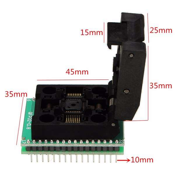 Flap QFP32 TQFP32 PQFP32 TO DIP32 Programmer Socket Adapter Universal Converter - 0.04kg