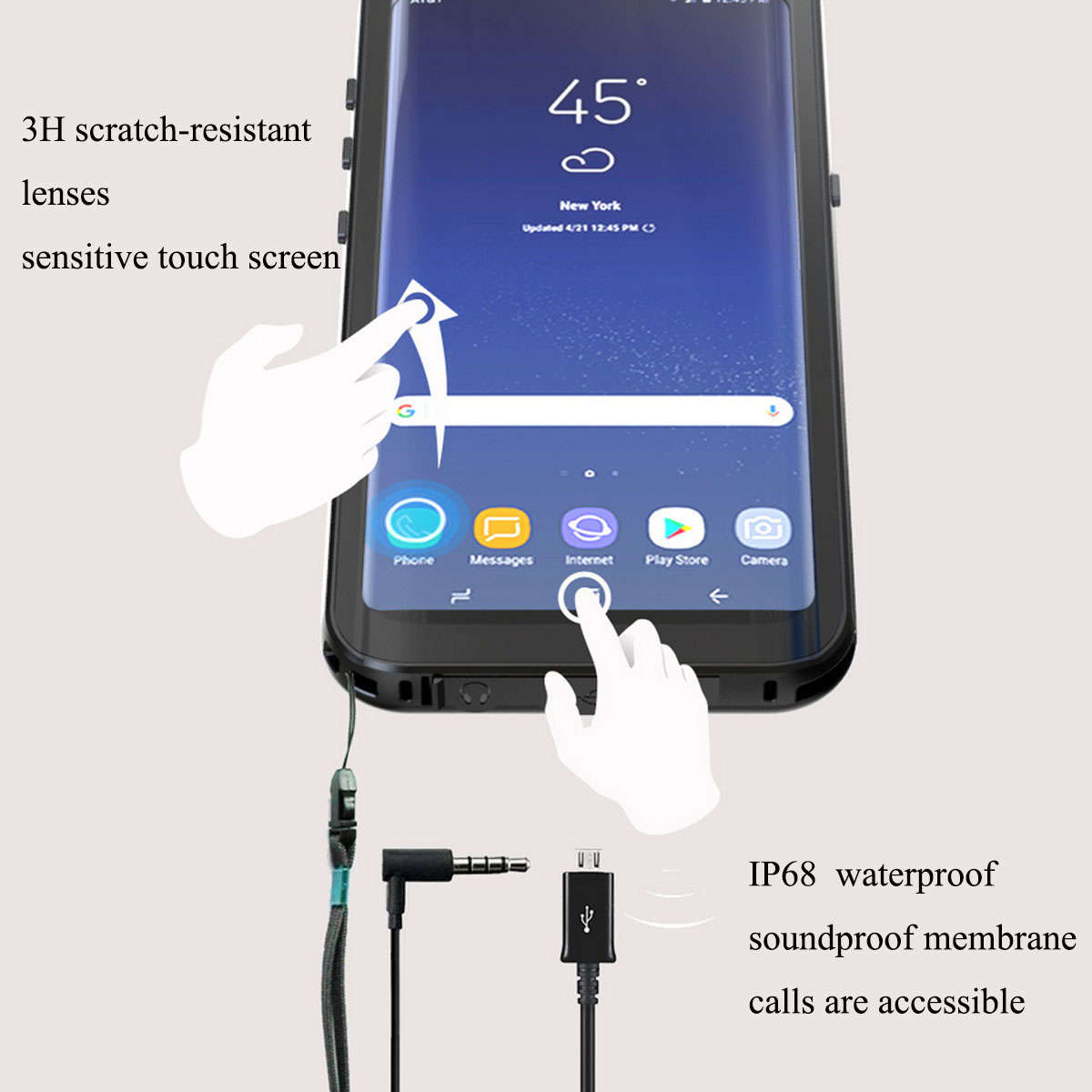 Swimming Waterproof Snowproof Hard PC Case for Samsung Galaxy S8 Plus - 0.09kg