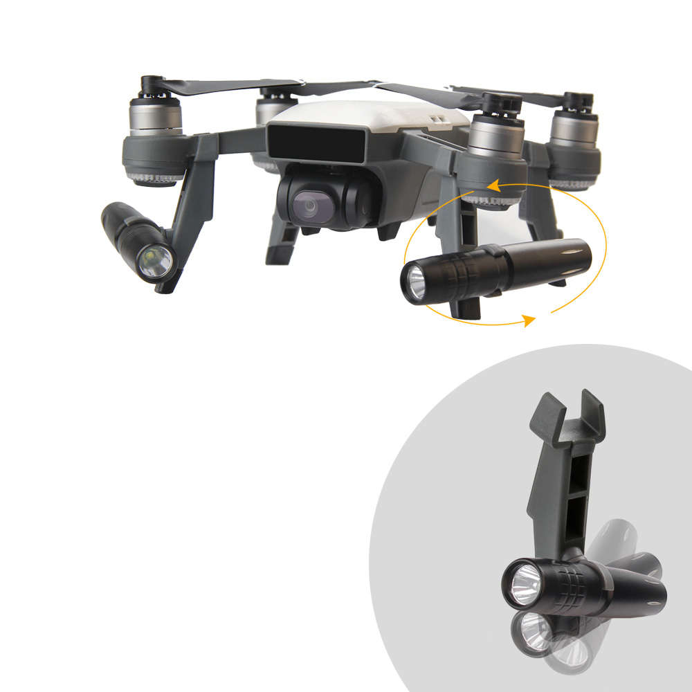 Rcgeek Extended Damping Landing Skids Landing Gear LED Headlamp Light Set For DJI Spark - 0.02kg