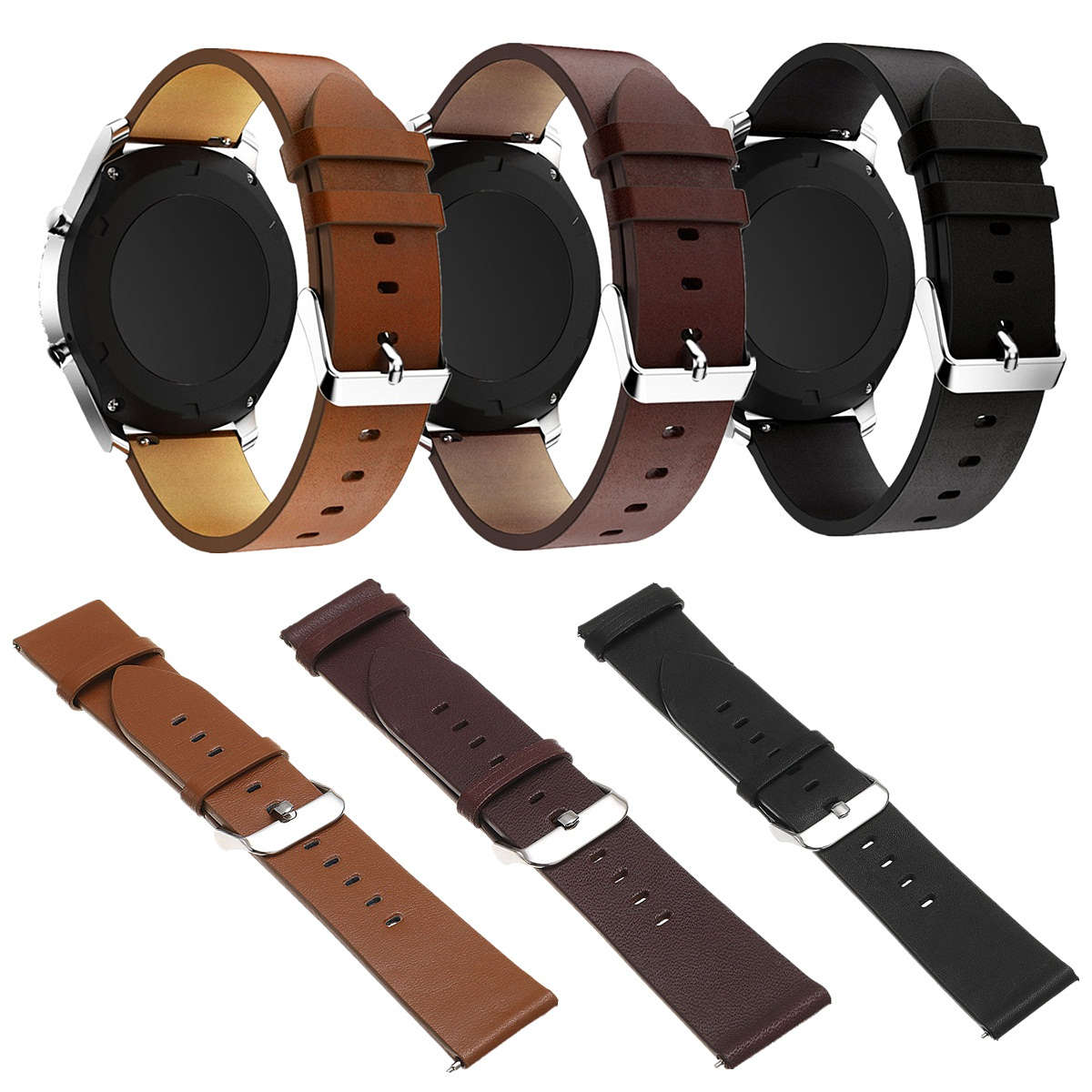 22mm Leather Watch Band Strap for Samsung Gear S3 Frontier/Classic - 0.02kg