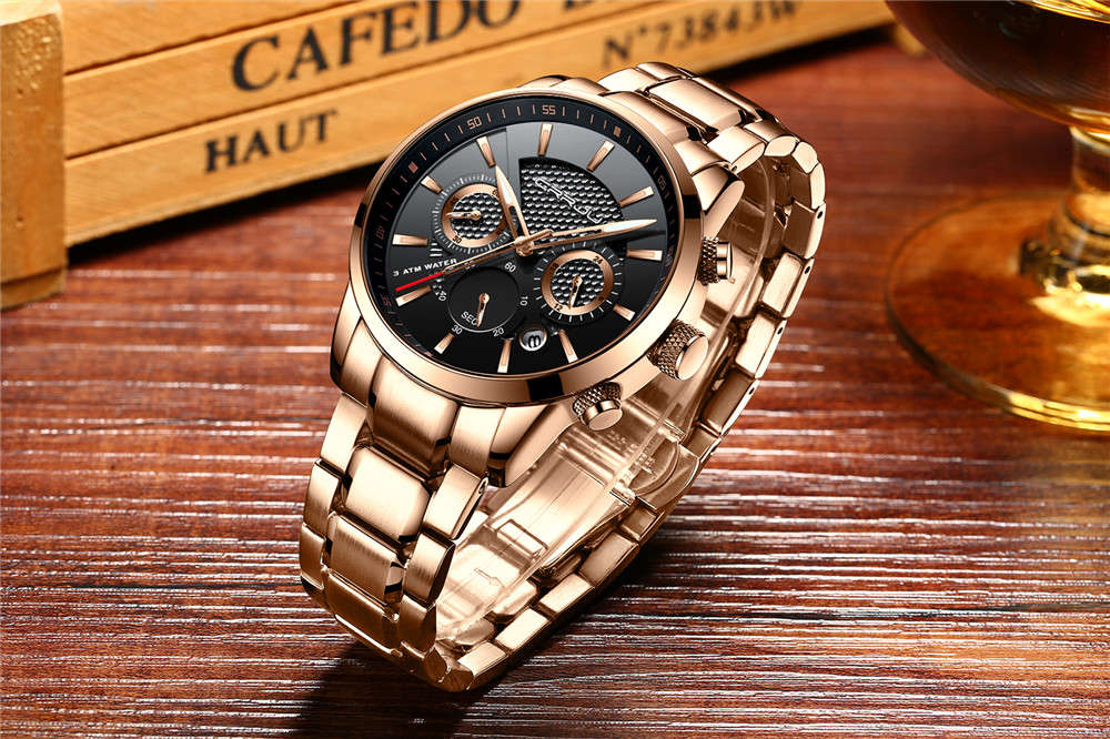 CRRJU 2212 Waterproof Calendar Men Watches Fashionable Stainless Steel Strap Quartz Watch - 0.15kg