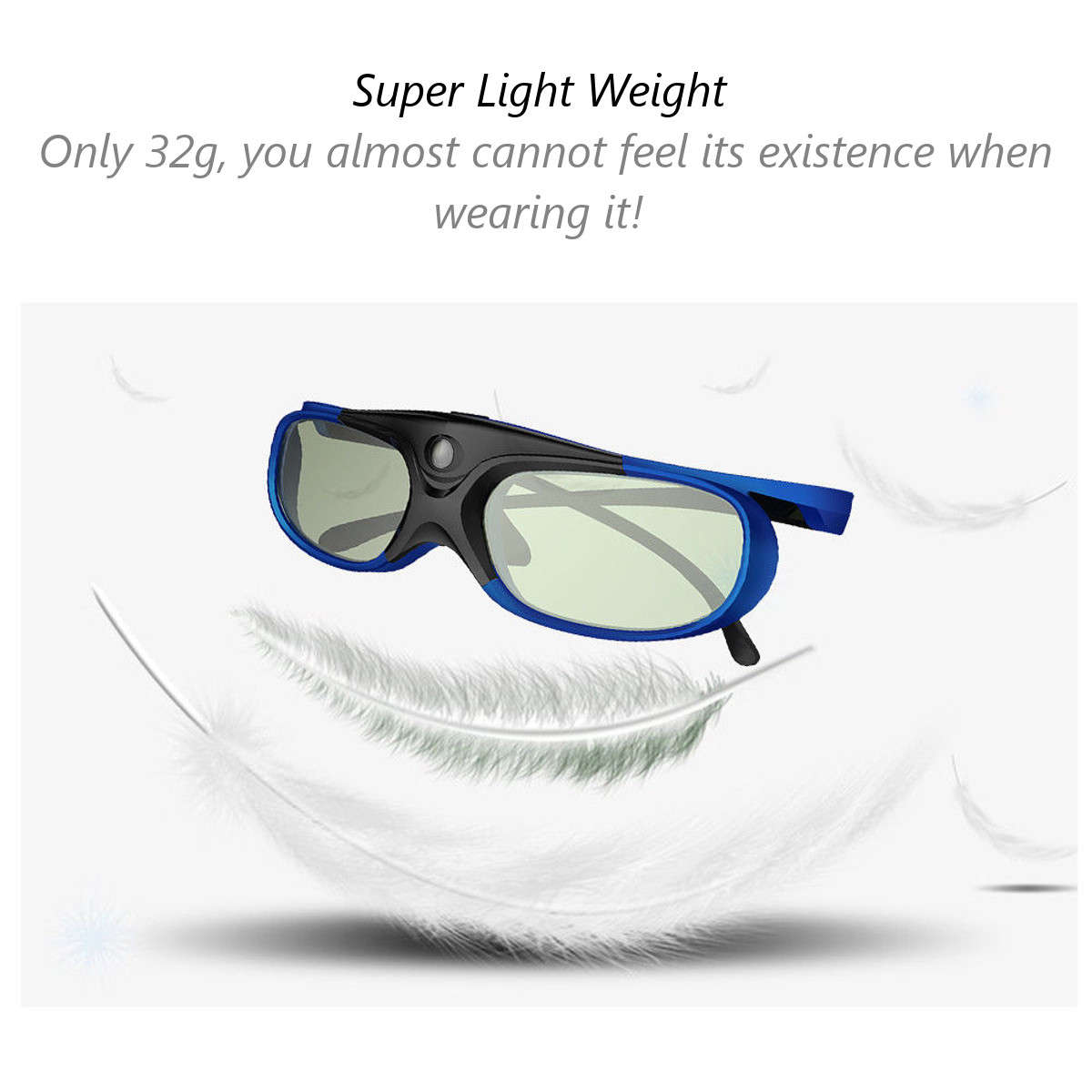 DLP-Link 3D Projector Active Shutter Glasses Rechargeable Battery Powered - 0.08kg