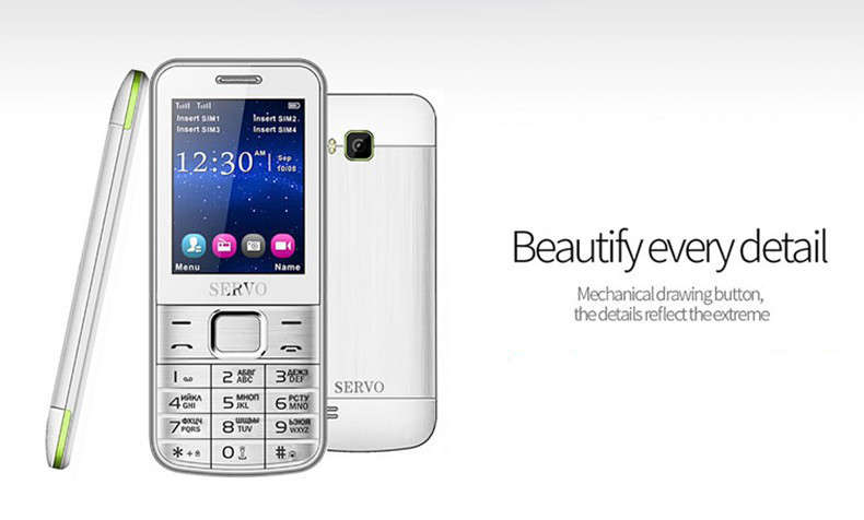 SERVO 225 2.4 Inch 1100mAh Bluetooth Whatsapp Fackbook FM MP3 Metal Body Dual SIM Card Feature