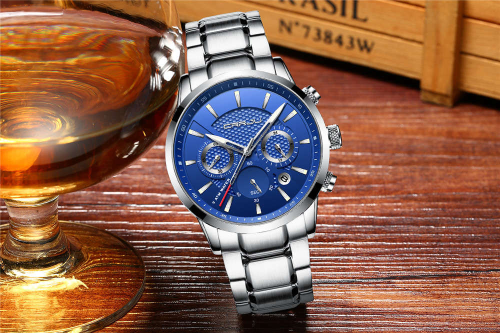 CRRJU 2212 Waterproof Calendar Men Watches Fashionable Stainless Steel Strap Quartz Watch - 0.15kg