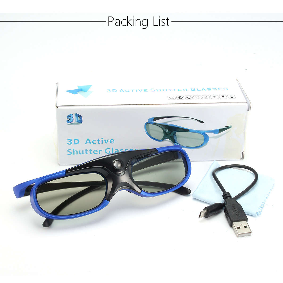 DLP-Link 3D Projector Active Shutter Glasses Rechargeable Battery Powered - 0.08kg