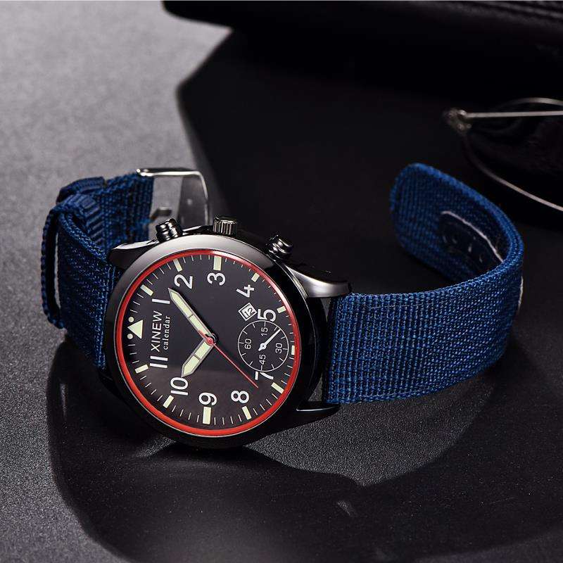 XINEW 2326 Fashion Men Quartz Watch Casual Nylon Strap Wrist Watch - 0.05kg