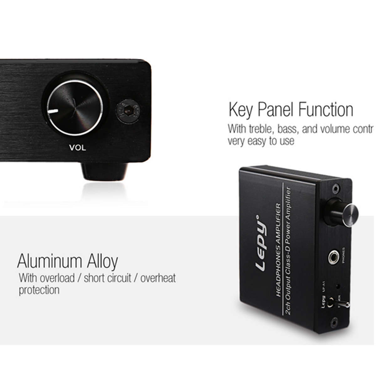 LEPY LP-A1 Hi-Fi Stereo Audio Headphone Amplifier 2 Channel output Class D Power Amp - 0.15kg