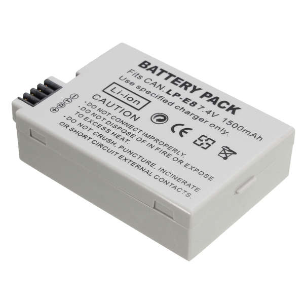 LP-E8 7.4V 1500mAh Rechargeable Camera Battery Pack for Canon 550D 600D 650D 700D - 0.05kg