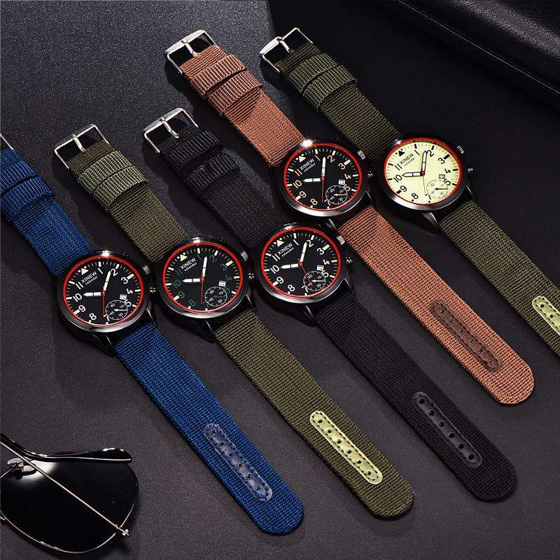 XINEW 2326 Fashion Men Quartz Watch Casual Nylon Strap Wrist Watch - 0.05kg