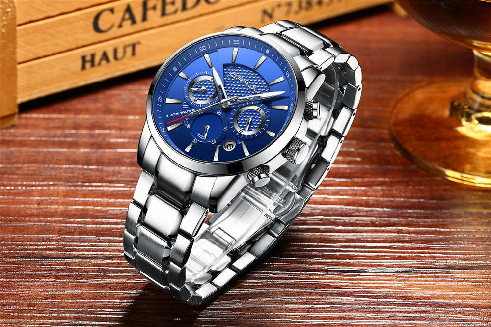 CRRJU 2212 Waterproof Calendar Men Watches Fashionable Stainless Steel Strap Quartz Watch - 0.15kg